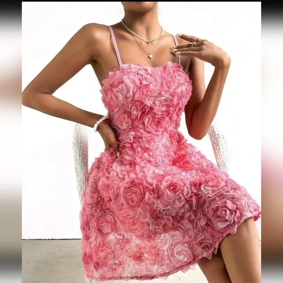 Privé 3d Flower Mesh Cami Dress - Picture 5 of 6